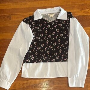 One Step Ahead Black and White Floral Kids Blouse